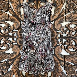 Aqua Romper - Patterned Sleeveless Romper - Scoop Neck - Deep V’d Back - Size S